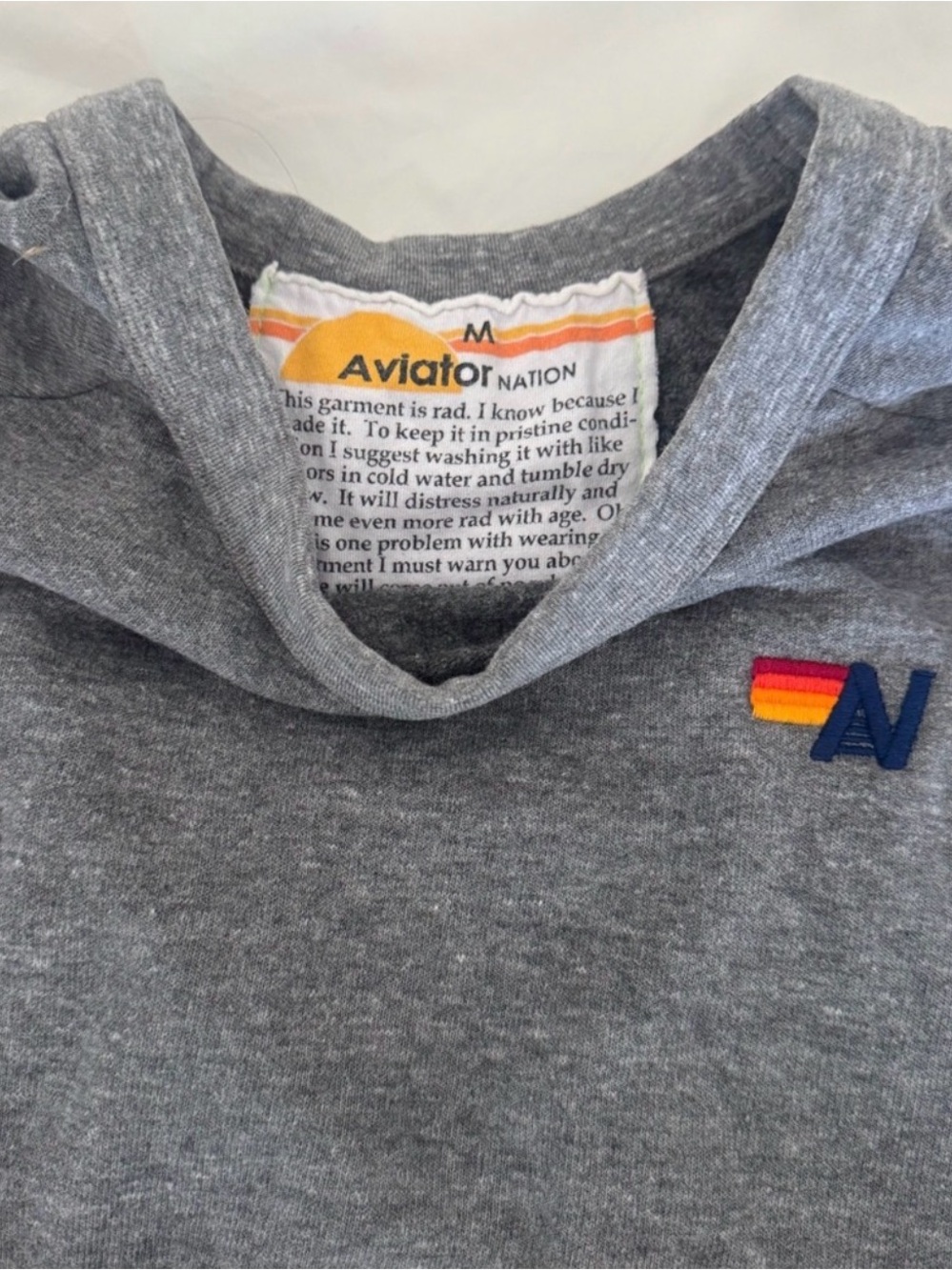 Aviator Nation Gray Sweatshirt with Rainbow Trim - Picture 2 of 2